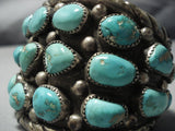 Museum Vintage Native American Jewelry Navajo Huge Green Turquoise Sterling Silver Bracelet-Nativo Arts