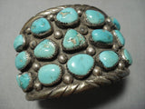 Museum Vintage Native American Jewelry Navajo Huge Green Turquoise Sterling Silver Bracelet-Nativo Arts