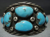 Museum Vintage Native American Jewelry Navajo Morenci Turquoise Sterling Silver Bracelet Old-Nativo Arts