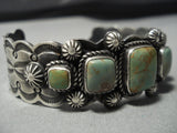 Museum Vintage Native American Jewelry Navajo Natural Royston Squared Turquoise Sterling Silver Bracelet-Nativo Arts