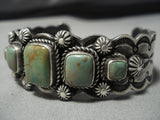 Museum Vintage Native American Jewelry Navajo Natural Royston Squared Turquoise Sterling Silver Bracelet-Nativo Arts