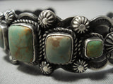 Museum Vintage Native American Jewelry Navajo Natural Royston Squared Turquoise Sterling Silver Bracelet-Nativo Arts