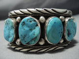 Museum Vintage Native American Jewelry Navajo Natural Turquoise Sterling Silver Cuff Bracelet-Nativo Arts