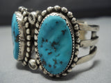 Museum Vintage Native American Jewelry Navajo Natural Turquoise Sterling Silver Cuff Bracelet Old-Nativo Arts