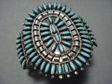 Museum Vintage Native American Jewelry Navajo Needlepoitn Turquoise Sterling Silver Bracelet Old-Nativo Arts