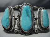 Museum Vintage Native American Jewelry Navajo Old Blue Carico Lake Turquoise Sterling Silver Bracelet-Nativo Arts