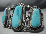 Museum Vintage Native American Jewelry Navajo Old Blue Carico Lake Turquoise Sterling Silver Bracelet-Nativo Arts