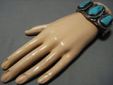 Museum Vintage Native American Jewelry Navajo Old Blue Carico Lake Turquoise Sterling Silver Bracelet-Nativo Arts