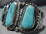 Museum Vintage Native American Jewelry Navajo Old Blue Carico Lake Turquoise Sterling Silver Bracelet-Nativo Arts
