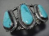 Museum Vintage Native American Jewelry Navajo Old Blue Carico Lake Turquoise Sterling Silver Bracelet-Nativo Arts