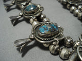 Museum Vintage Native American Jewelry Navajo Persin Turquoise Sterling Silver Squash Blossom Necklace-Nativo Arts