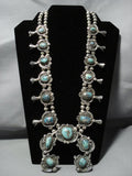 Museum Vintage Native American Jewelry Navajo Persin Turquoise Sterling Silver Squash Blossom Necklace-Nativo Arts