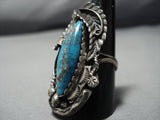 Museum Vintage Native American Jewelry Navajo Pilot Mountain Turquoise Sterling Silver Ring Old-Nativo Arts