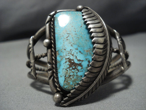 Museum Vintage Native American Jewelry Navajo Red Mountain Turquoise Sterling Silver Bracelet-Nativo Arts