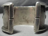 Museum Vintage Native American Jewelry Navajo Repoussed Galore Turquoise Sterling Silver Bracelet-Nativo Arts