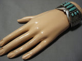 Museum Vintage Native American Jewelry Navajo Royston Turquoise Concho Sterling Silver Bracelet Old-Nativo Arts
