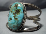 Museum Vintage Native American Jewelry Navajo Royston Turquoise Sterling Silver Bracelet Cuff Old-Nativo Arts