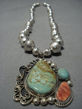 Museum Vintage Native American Jewelry Navajo Royston Turquoise Sterling Silver Necklace-Nativo Arts