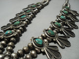 Museum Vintage Native American Jewelry Navajo Royston Turquoise Sterling Silver Squash Blossom Necklace-Nativo Arts