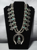 Museum Vintage Native American Jewelry Navajo Royston Turquoise Sterling Silver Squash Blossom Necklace-Nativo Arts