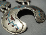 Museum Vintage Native American Jewelry Navajo Rug Turquoise Sterling Silver Squash Blossom Necklace-Nativo Arts