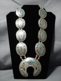 Museum Vintage Native American Jewelry Navajo Rug Turquoise Sterling Silver Squash Blossom Necklace-Nativo Arts