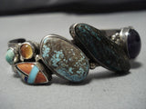 Museum Vintage Native American Jewelry Navajo Slanted Royston Turquoise Sterling Silver Cuff Bracelet-Nativo Arts
