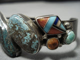 Museum Vintage Native American Jewelry Navajo Slanted Royston Turquoise Sterling Silver Cuff Bracelet-Nativo Arts