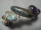 Museum Vintage Native American Jewelry Navajo Slanted Royston Turquoise Sterling Silver Cuff Bracelet-Nativo Arts
