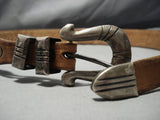 Museum Vintage Native American Jewelry Navajo Sterling Silver Concho Ranger Belt Buckle Set-Nativo Arts