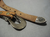 Museum Vintage Native American Jewelry Navajo Sterling Silver Concho Ranger Belt Buckle Set-Nativo Arts