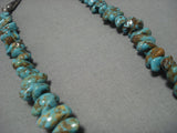 Museum Vintage Native American Jewelry Navajo Sterling Silver Feather Carved Turquoise Necklace Old-Nativo Arts