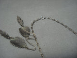 Museum Vintage Native American Jewelry Navajo Sterling Silver Flare Concho Feather Necklace-Nativo Arts