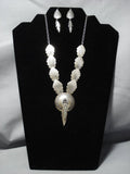 Museum Vintage Native American Jewelry Navajo Sterling Silver Flare Concho Feather Necklace-Nativo Arts