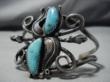 Museum Vintage Native American Jewelry Navajo Swirls Galore Sterling Silver Turquoise Bracelet Old-Nativo Arts