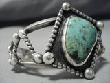 Museum Vintage Native American Jewelry Navajo Tilted Turquoise Sterling Silver Bracelet Cuff Old-Nativo Arts