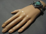 Museum Vintage Native American Jewelry Navajo Tilted Turquoise Sterling Silver Bracelet Cuff Old-Nativo Arts