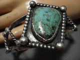 Museum Vintage Native American Jewelry Navajo Tilted Turquoise Sterling Silver Bracelet Cuff Old-Nativo Arts