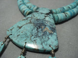 Museum Vintage Native American Jewelry Navajo Turquoise Heishi Sterling Silver Necklace Old-Nativo Arts