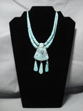Museum Vintage Native American Jewelry Navajo Turquoise Heishi Sterling Silver Necklace Old-Nativo Arts