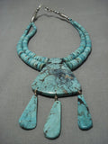 Museum Vintage Native American Jewelry Navajo Turquoise Heishi Sterling Silver Necklace Old-Nativo Arts