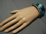 Museum Vintage Native American Jewelry Navajo Turquoise Inlay Sterling Silver Bracelet Old-Nativo Arts