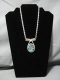 Museum Vintage Native American Jewelry Navajo Turquoise Inlay Sterling Silver Coin Necklace Old-Nativo Arts