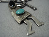 Museum Vintage Native American Jewelry Navajo Turquoise Sterling Silver Kokopelli Necklace Old-Nativo Arts