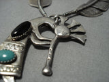 Museum Vintage Native American Jewelry Navajo Turquoise Sterling Silver Kokopelli Necklace Old-Nativo Arts