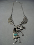 Museum Vintage Native American Jewelry Navajo Turquoise Sterling Silver Kokopelli Necklace Old-Nativo Arts