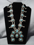 Museum Vintage Native American Jewelry Navajo Turquoise Sterling Silver Squash Blossom Necklace Old-Nativo Arts