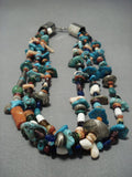 Museum Vintage Native American Jewelry Navajo Turquoise Sterling Silver Tube Necklace Old-Nativo Arts