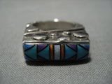 Museum Vintage Native American Jewelry Navajo Turquoise Sugulite Inlay Sterling Silver Ring Old-Nativo Arts
