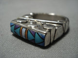 Museum Vintage Native American Jewelry Navajo Turquoise Sugulite Inlay Sterling Silver Ring Old-Nativo Arts